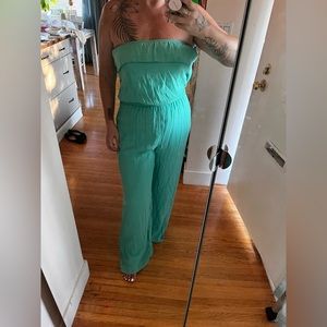 Turquoise one piece pant suit dress